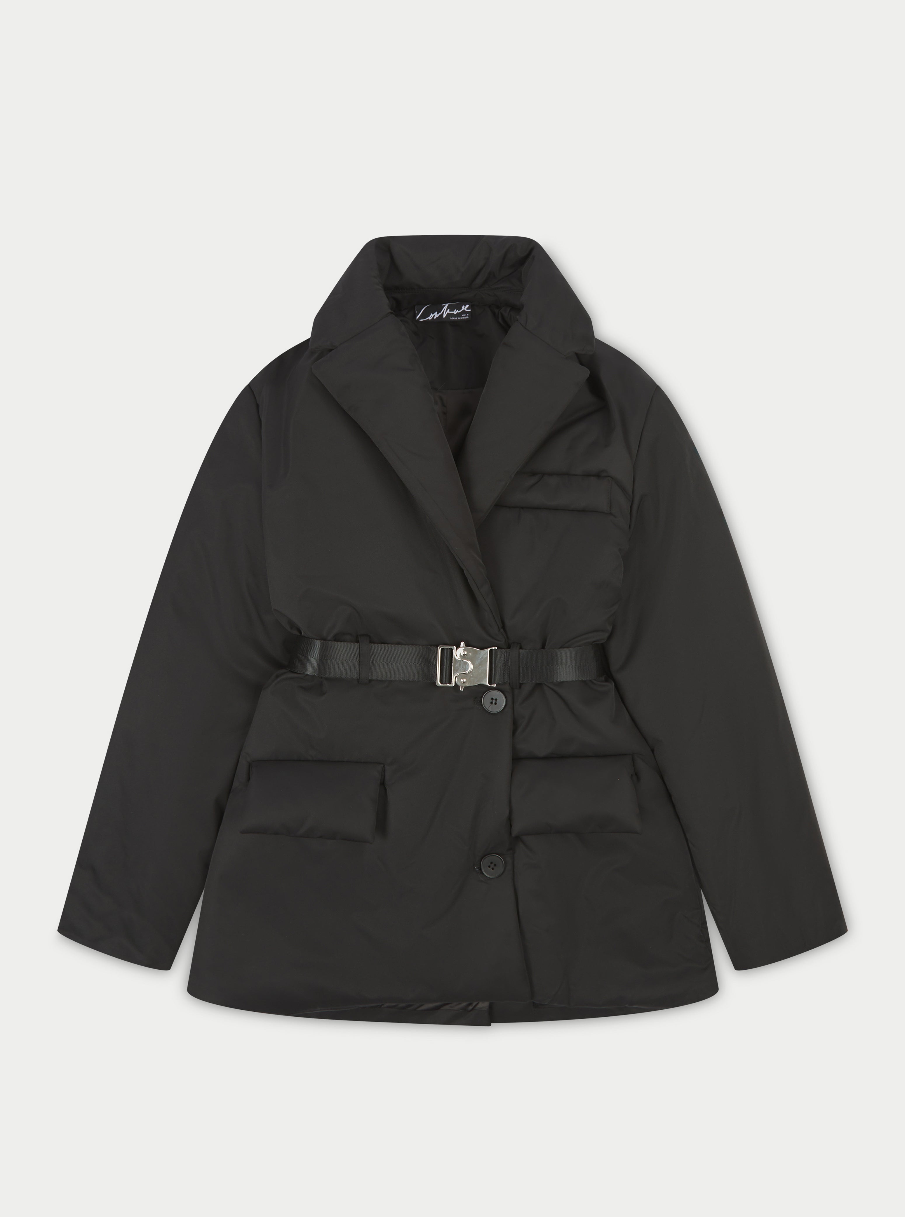 Padded Blazer Coat - Black