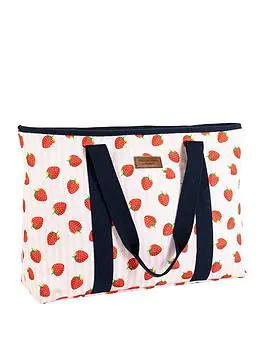 Summerhouse By Navigate Strawberries &Amp; Cream Insulated Picnic Family Tote Bag With Shoulder Strap - Pink