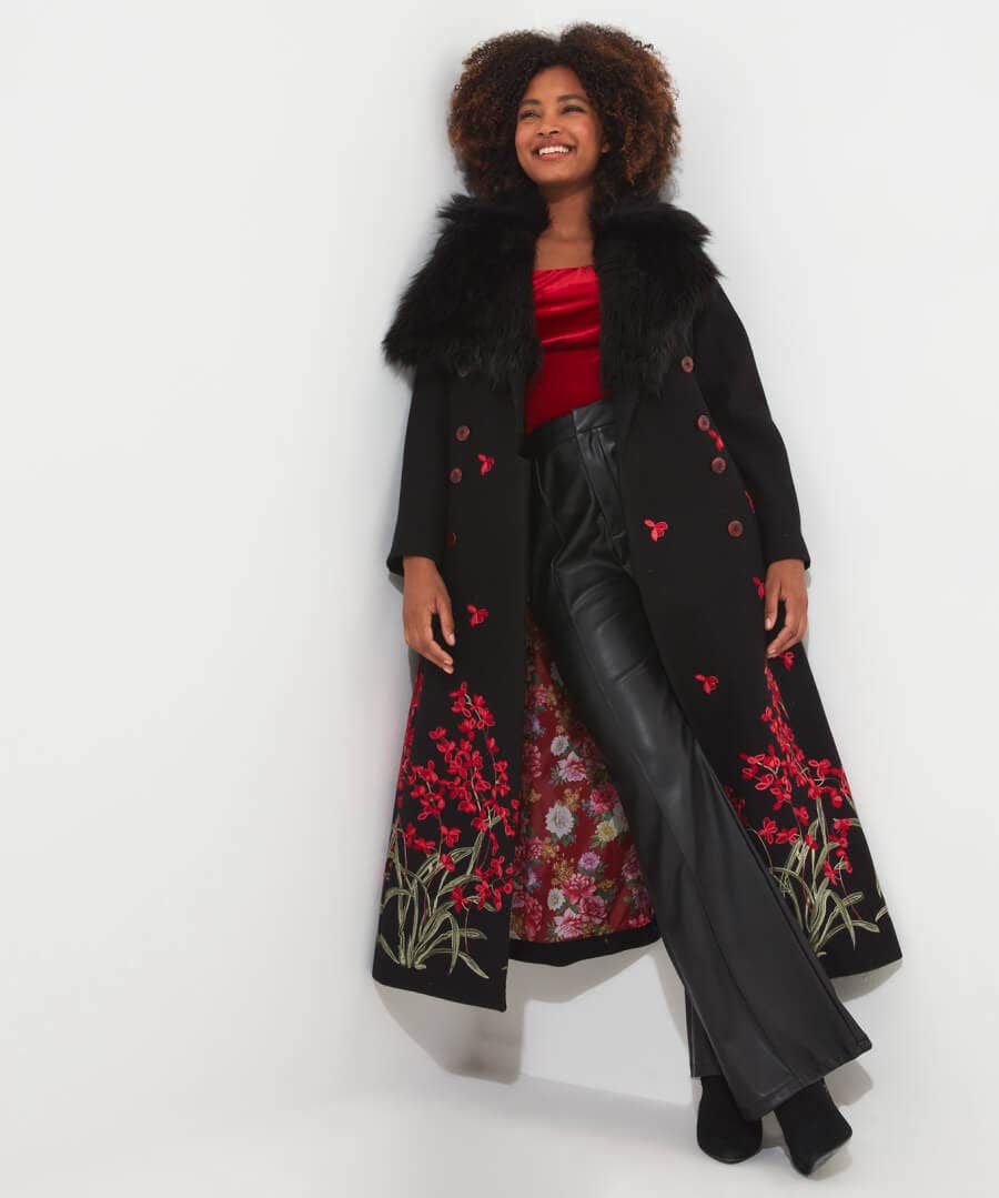 Joe Browns Red Roses Boutique Coat , Size 6