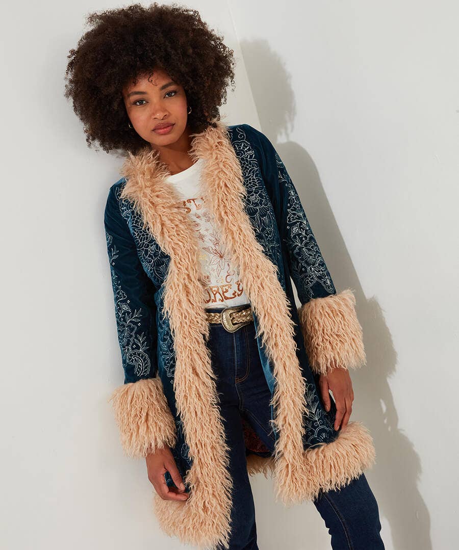Joe Browns Boho Girl Embroidered Boutique Coat , Size 8