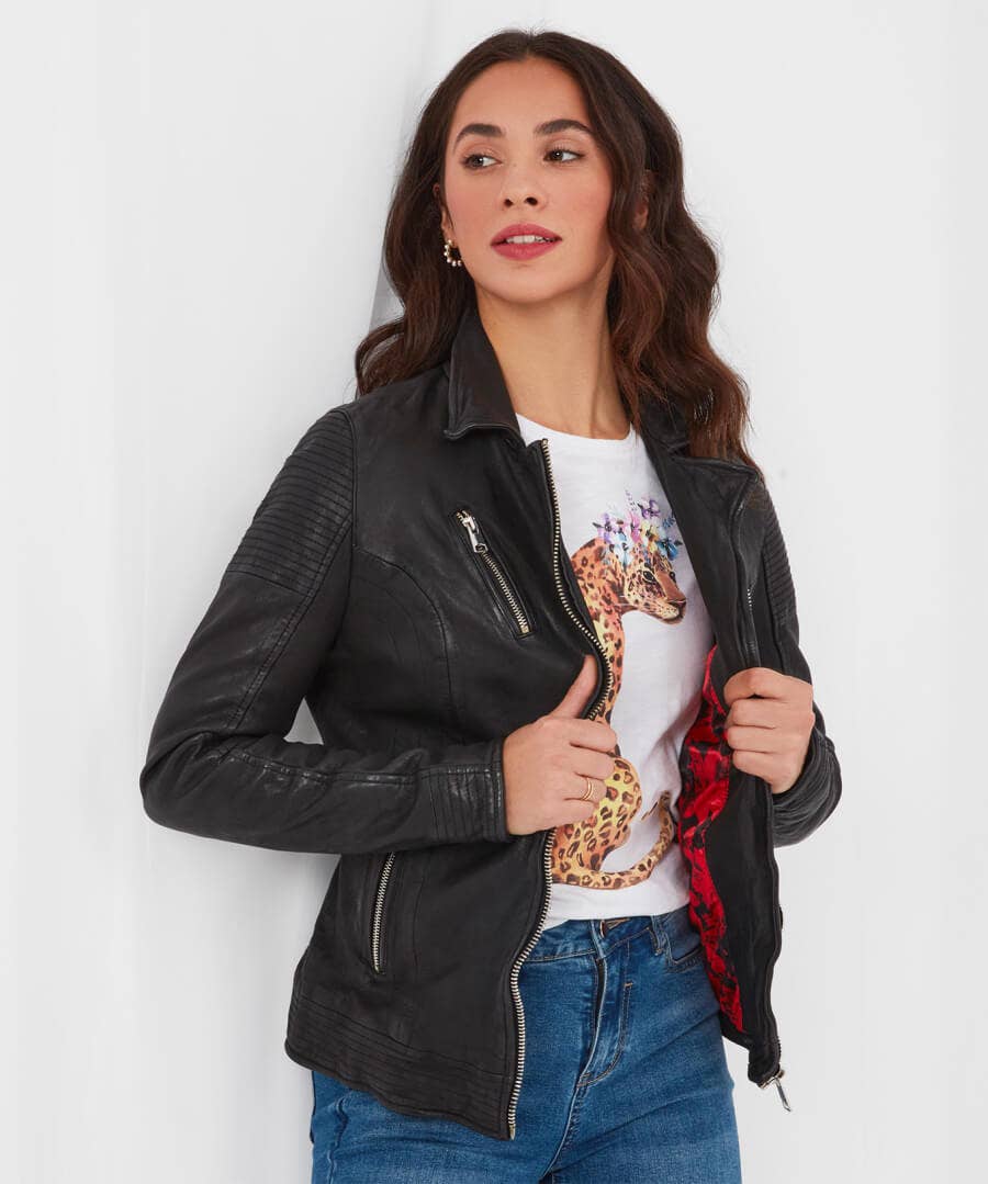 Joe Browns The Forever Leather Jacket , Size 8