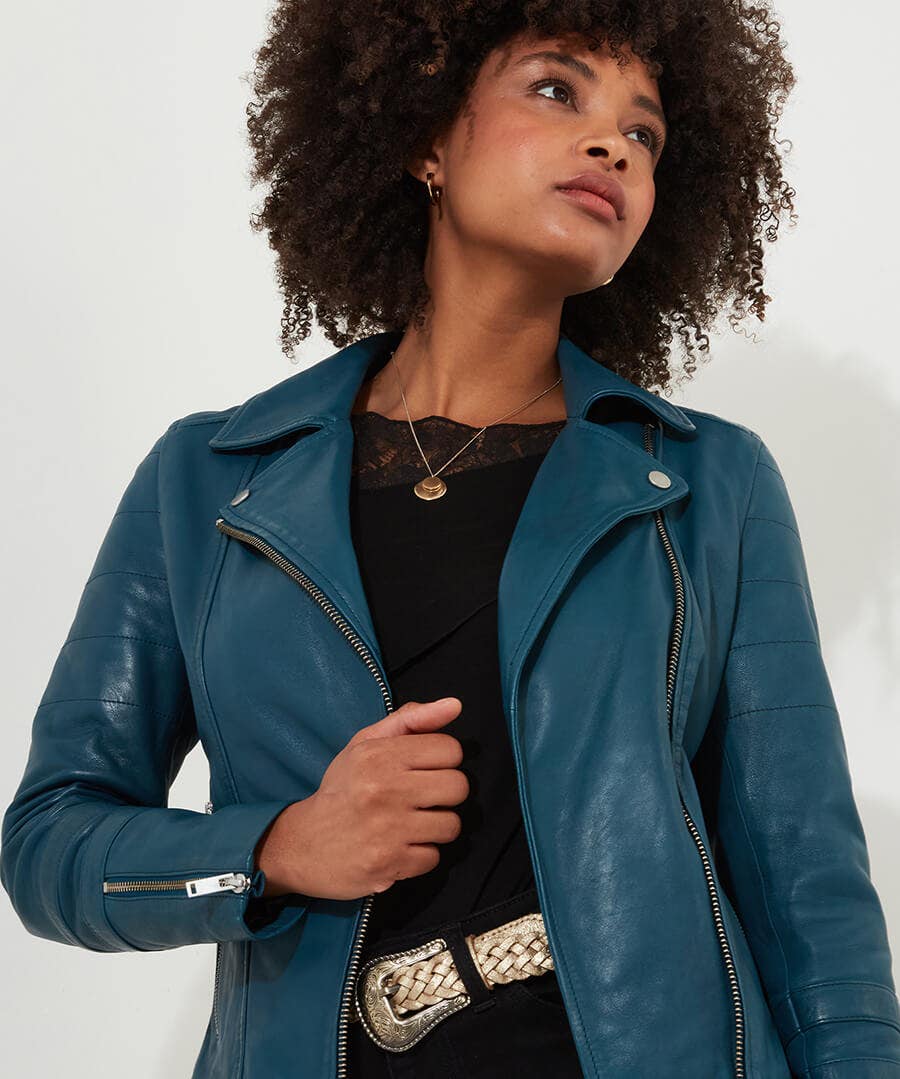Joe Browns Classic Leather Biker Jacket , Size 8