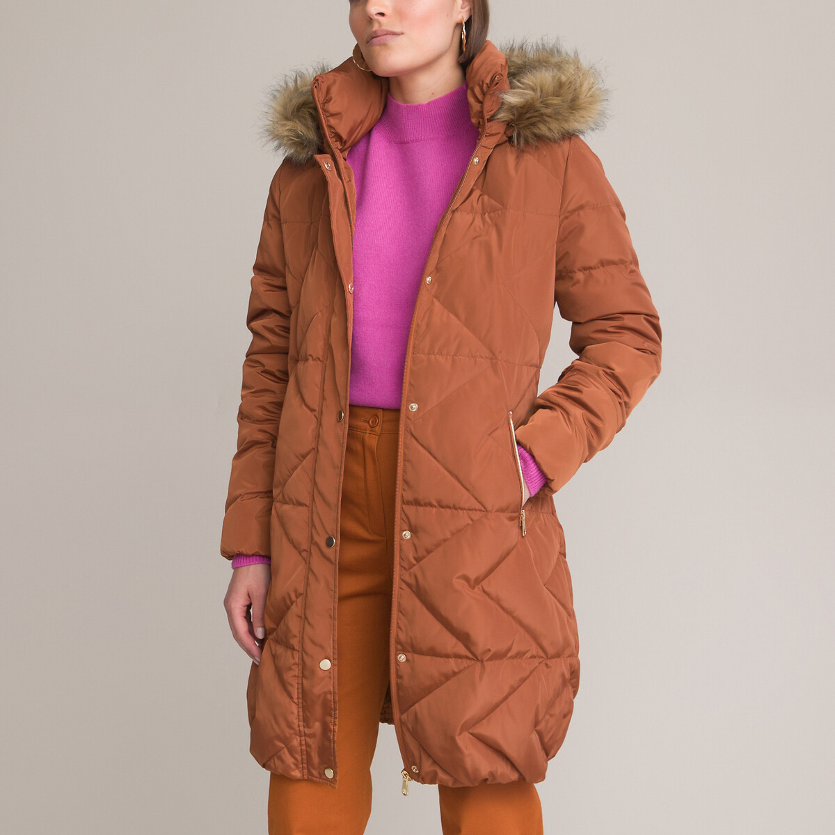 Long Padded Winter Jacket with Hood