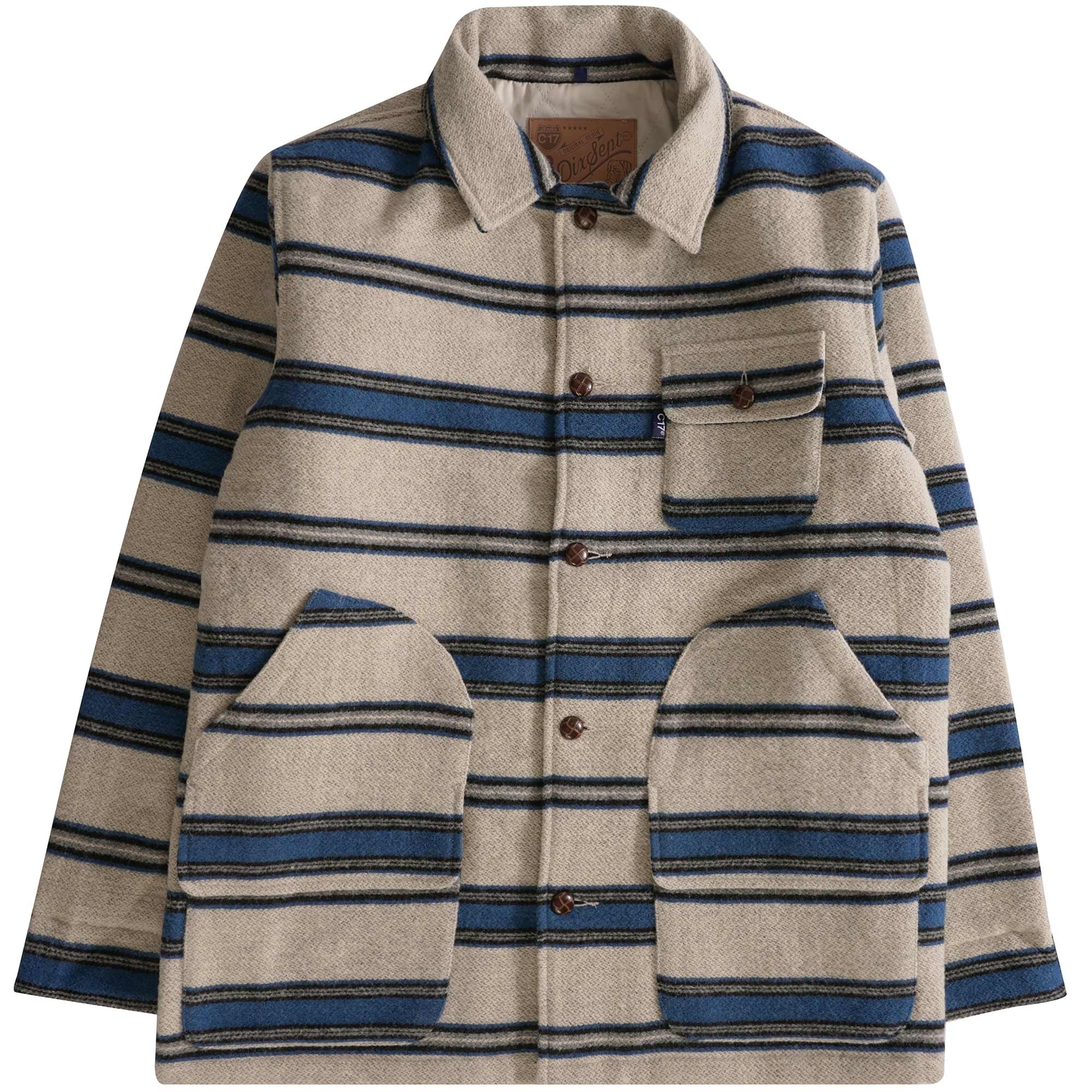 Malbro Stripe Quilt lined Jacket - Natural