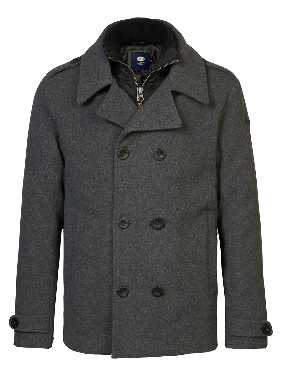 Pea Coat with Inner Zip-Up Collar