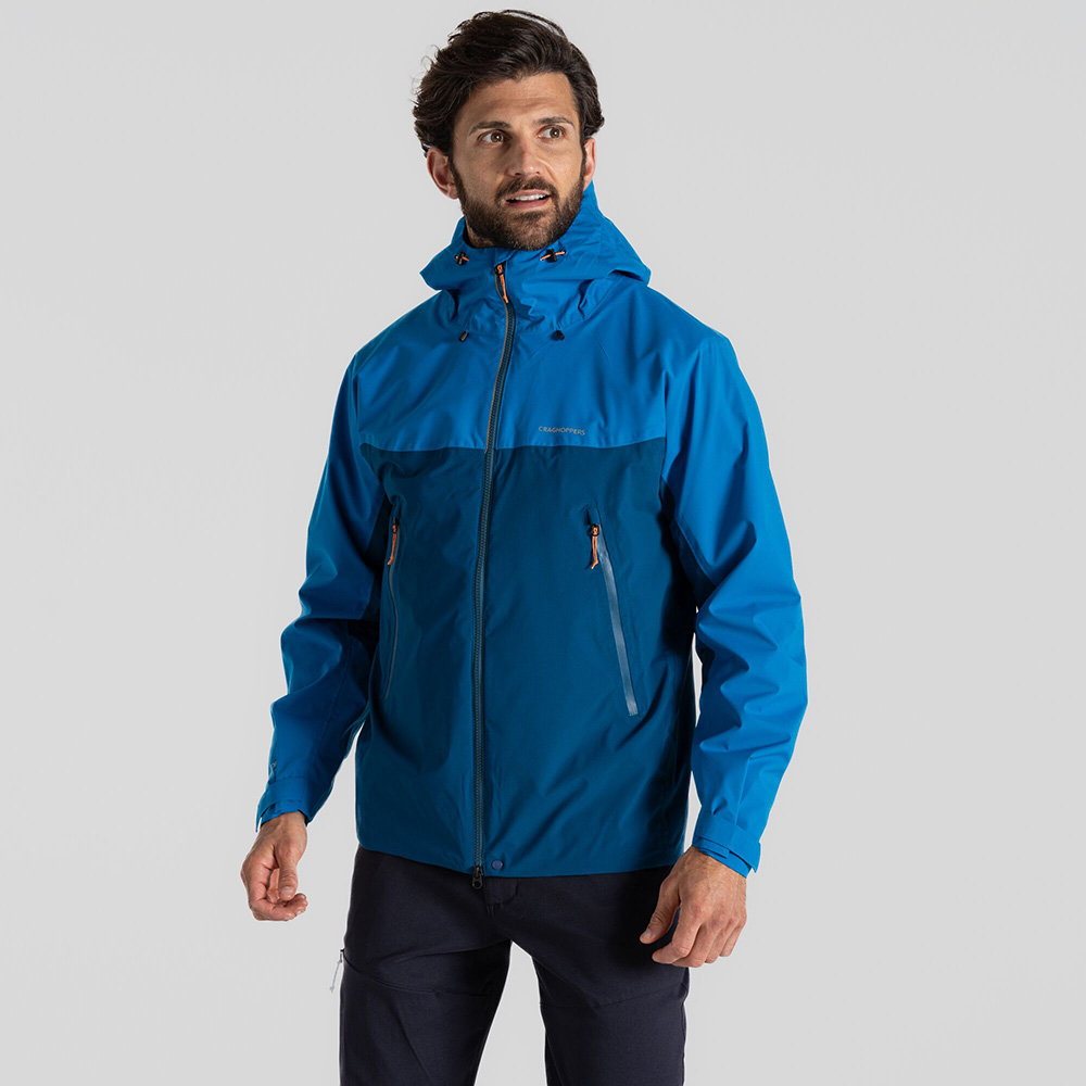 Craghoppers Mens Diggory Waterproof Jacket (Howlite Blue / Poseidon Blue)