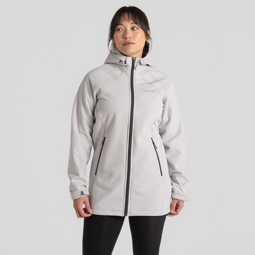 Craghoppers Womens Gwen Hooded Softshell Jacket (Light Grey)