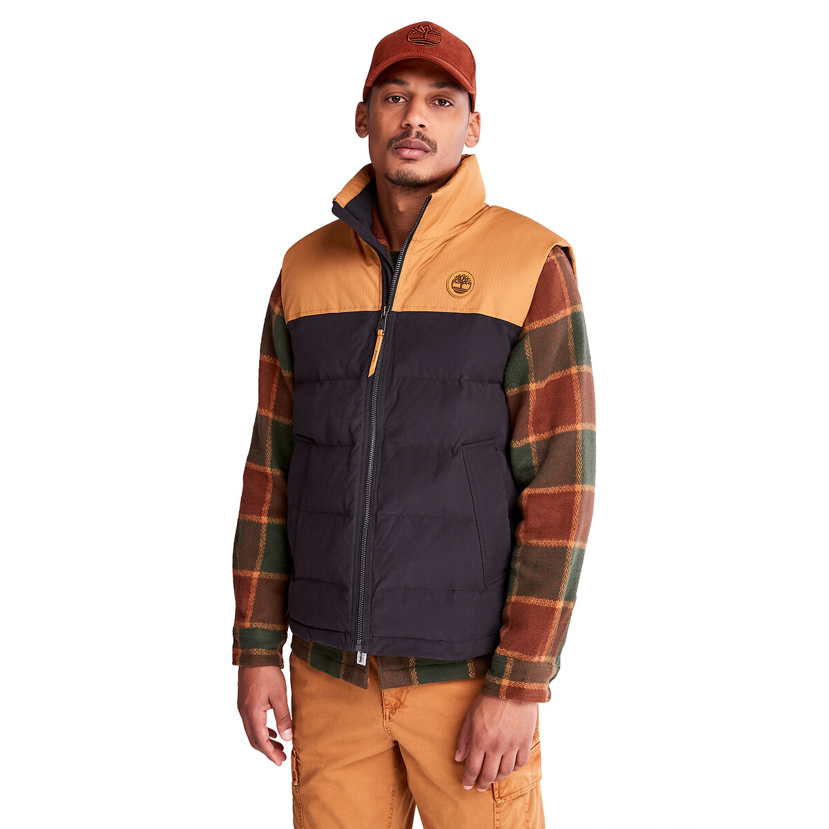 Two-Tone Padded Gilet in Cotton Mix
