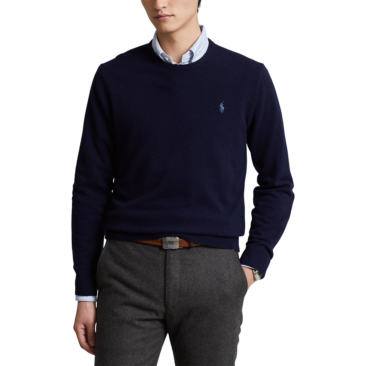 Embroidered Logo Wool Jumper with Crew Neck