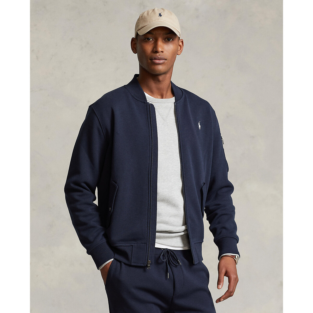 Pony Player Bomber Sweatshirt with Embroidered Logo and Zip Fastening