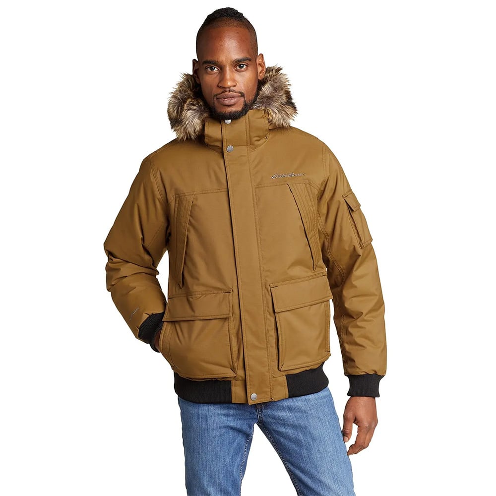 Eddie Bauer Mens Superior Waterproof Down Bomber Jacket (Antique Bronze)