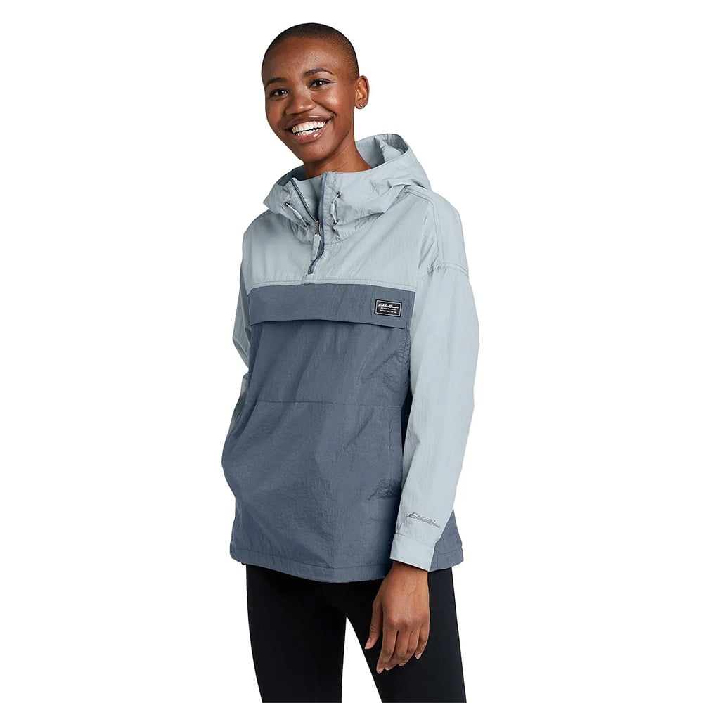 Eddie Bauer Womens WindPac Pullover Jacket (Blue Smoke)