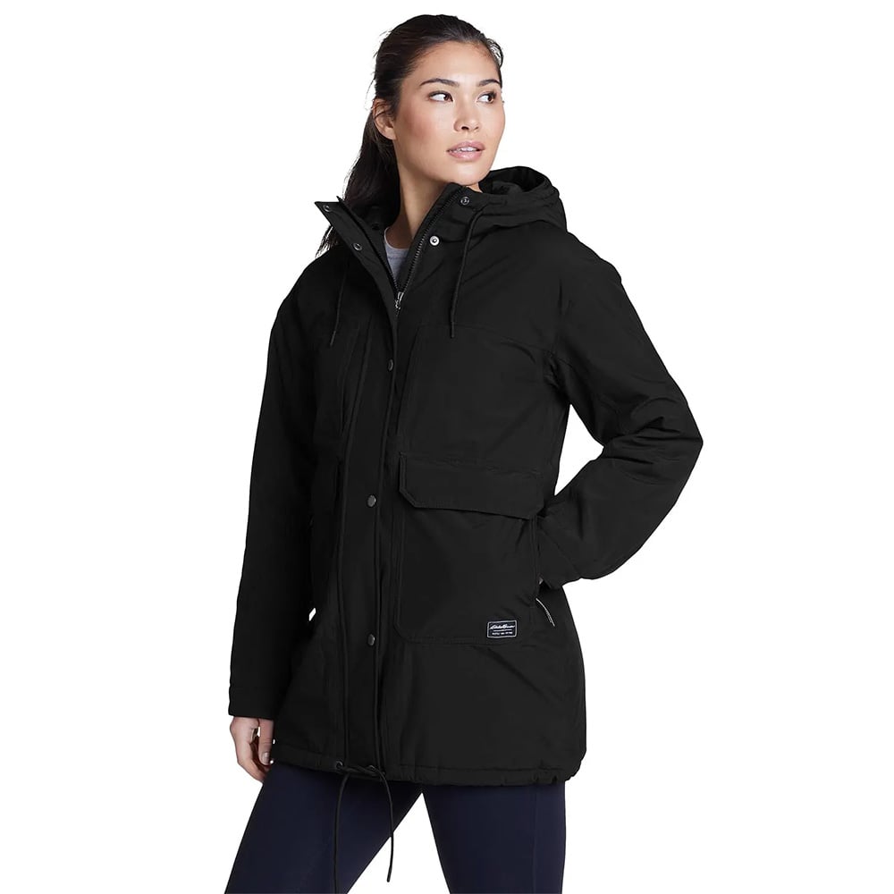 Eddie Bauer Womens Rainfoil Waterproof Insulated Parka (Black)