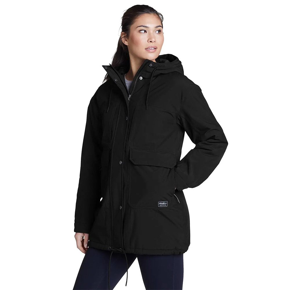 Eddie Bauer Womens Rainfoil Waterproof Insulated Parka (Black)