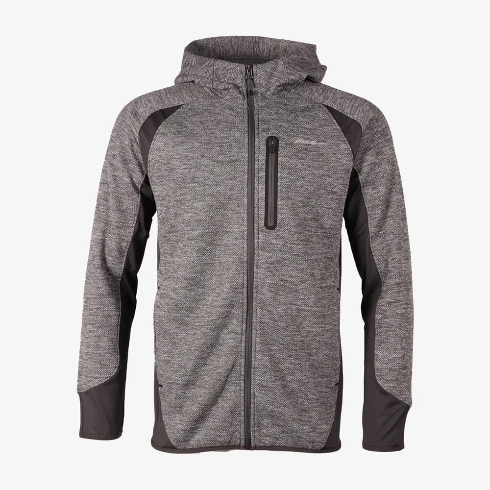 Eddie Bauer Mens Cloud Layer Hybrid Full Zip Hoodie (Htr Gray)