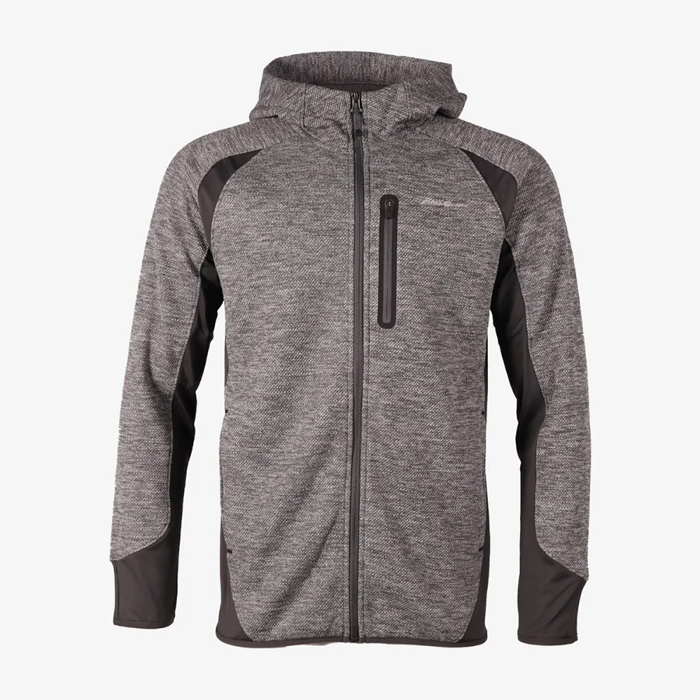 Eddie Bauer Mens Cloud Layer Hybrid Full Zip Hoodie (Htr Gray)