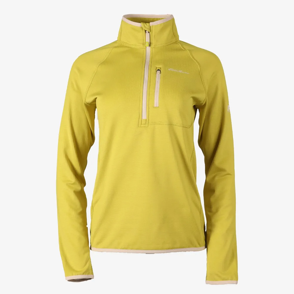 Eddie Bauer Womens High Route Grid Quarter Zip Fleece (Chartreuse)