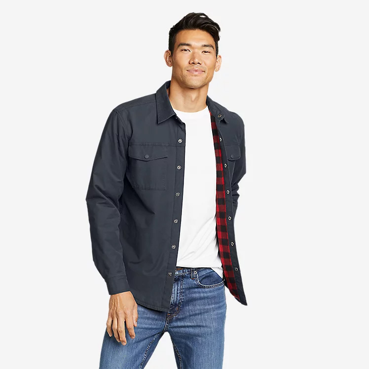 Eddie Bauer Mens Voyager Fleece-Lined Shirt Jacket (Storm)