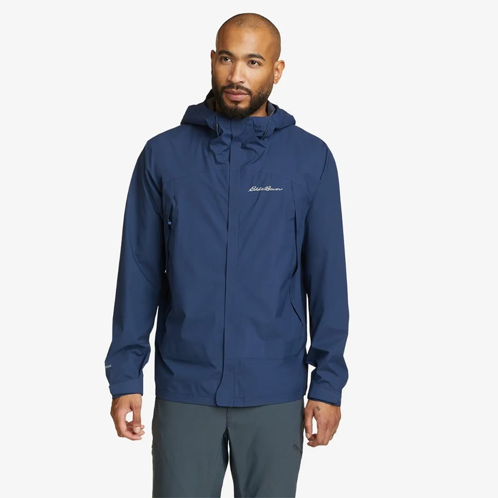 Eddie Bauer Mens Super Sevens Rain Jacket (Dusted Indigo)