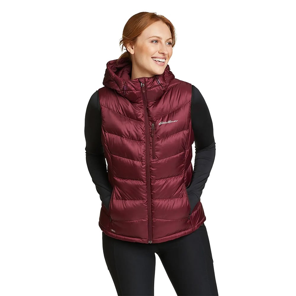 Eddie Bauer Womens Downlight 2 Hooded Gilet (Dark Berry)