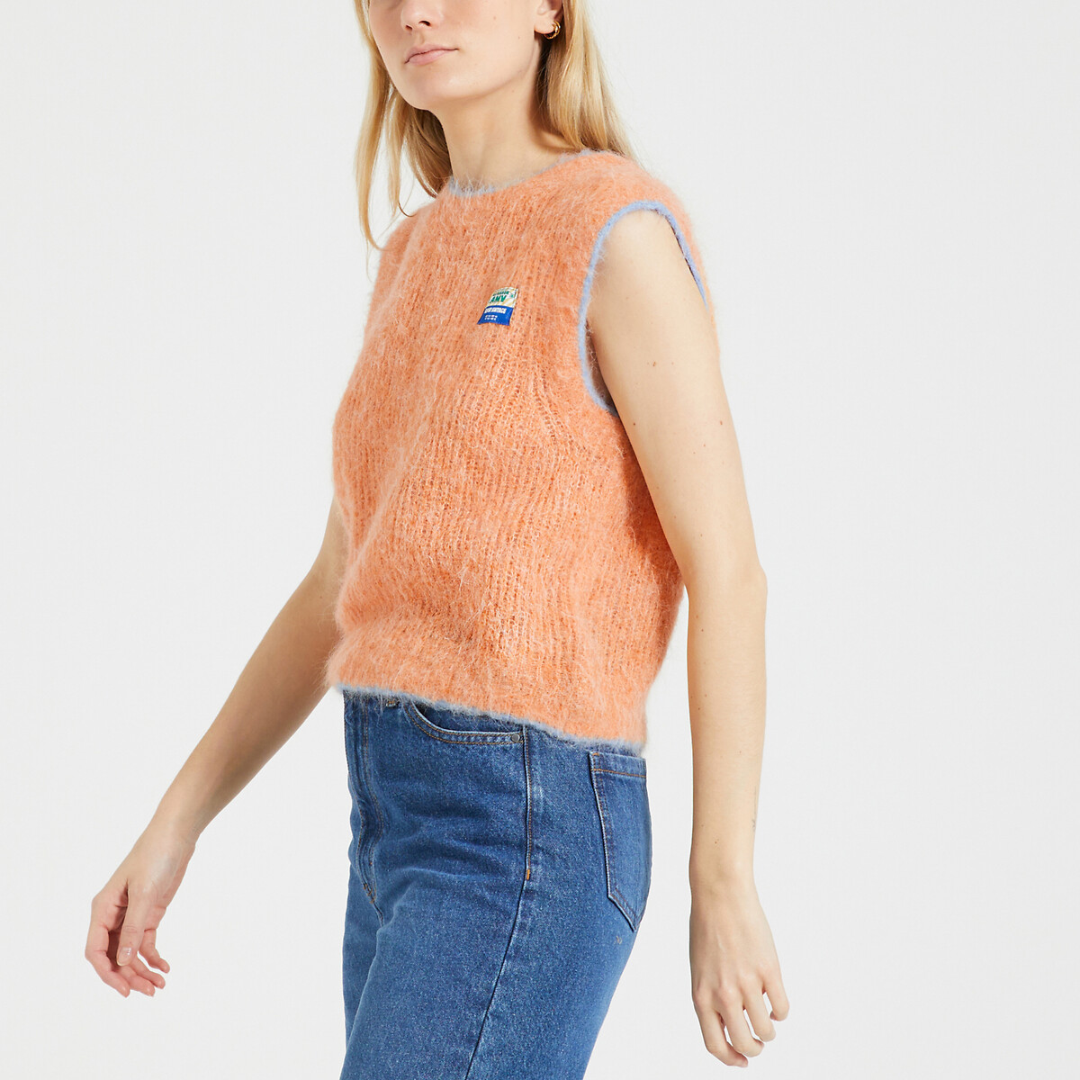 Bymi Knitted Vest Top with Crew Neck in Alpaca Mix
