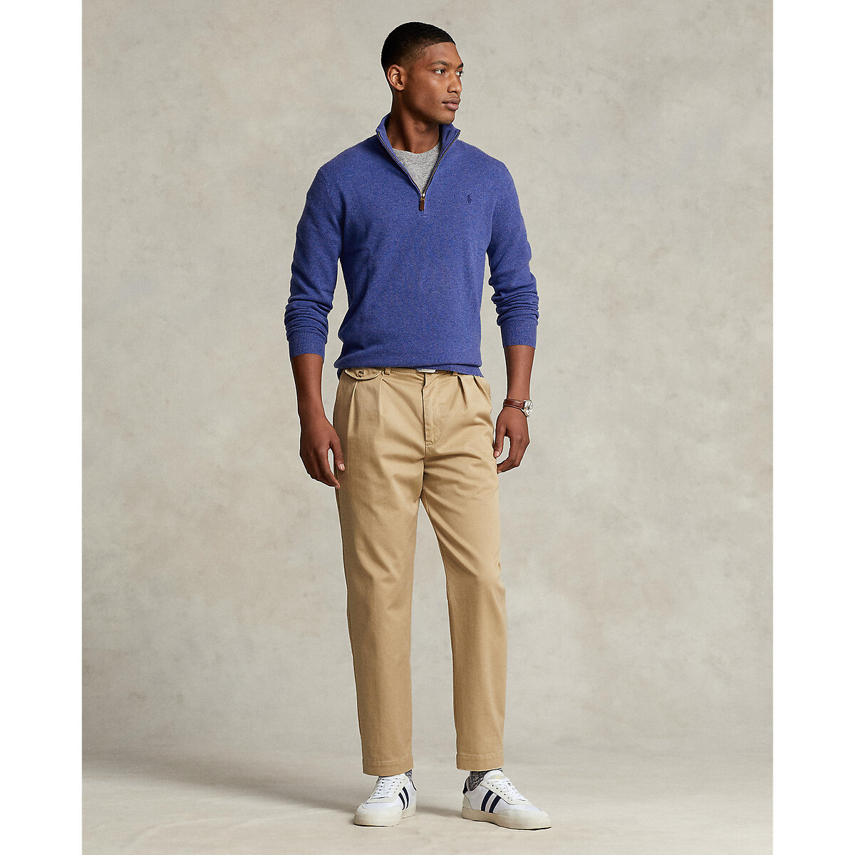 Wool Half Zip Jumper with Pony Player Embroidery