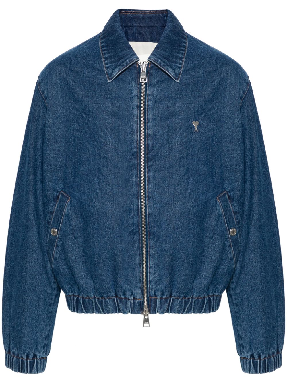 AMI Paris Ami De Coeur Plaque Denim Jacket Indigo Blue (pa_size1: m)