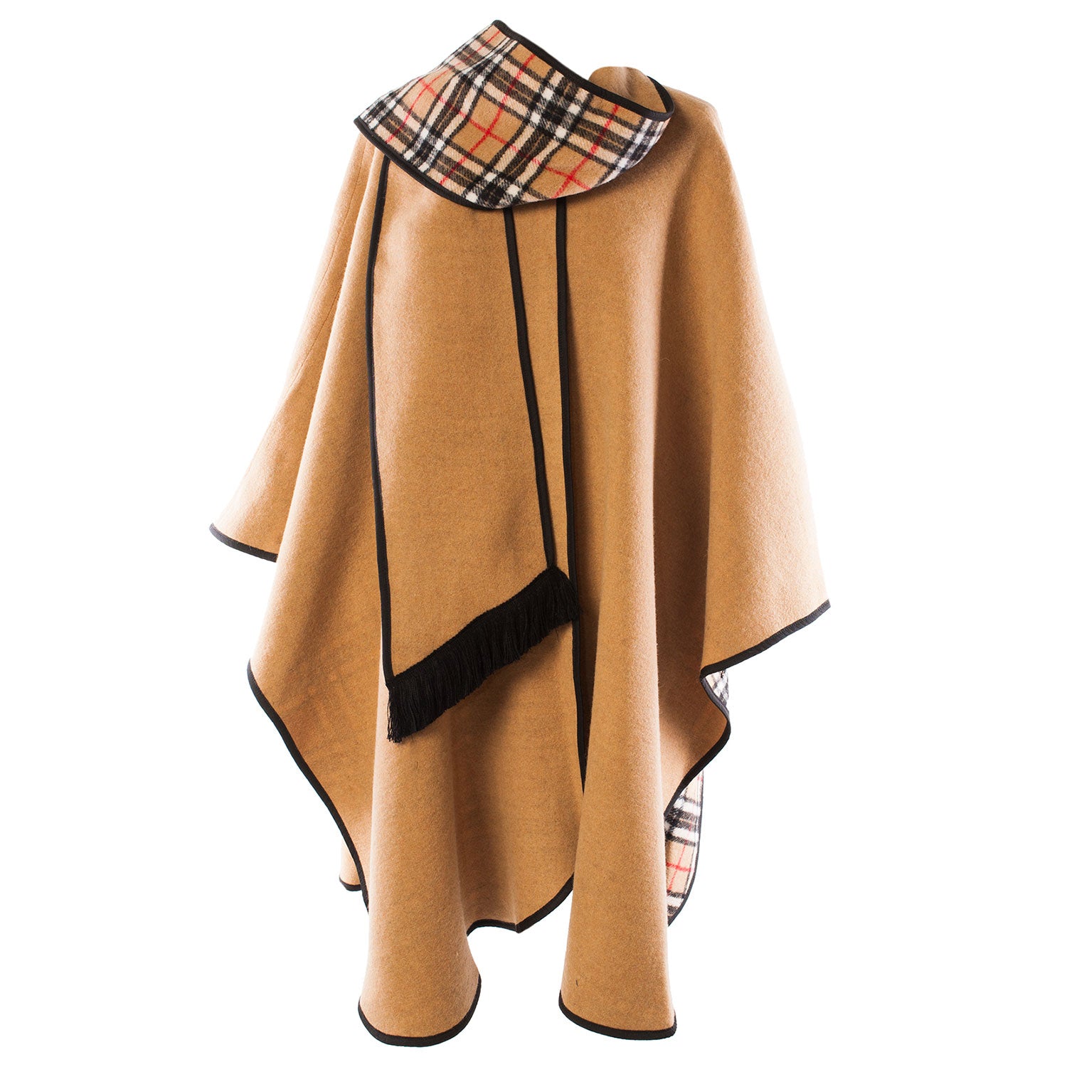 Ladies Wool Blend Reversible Cape Camel Camel / One Size