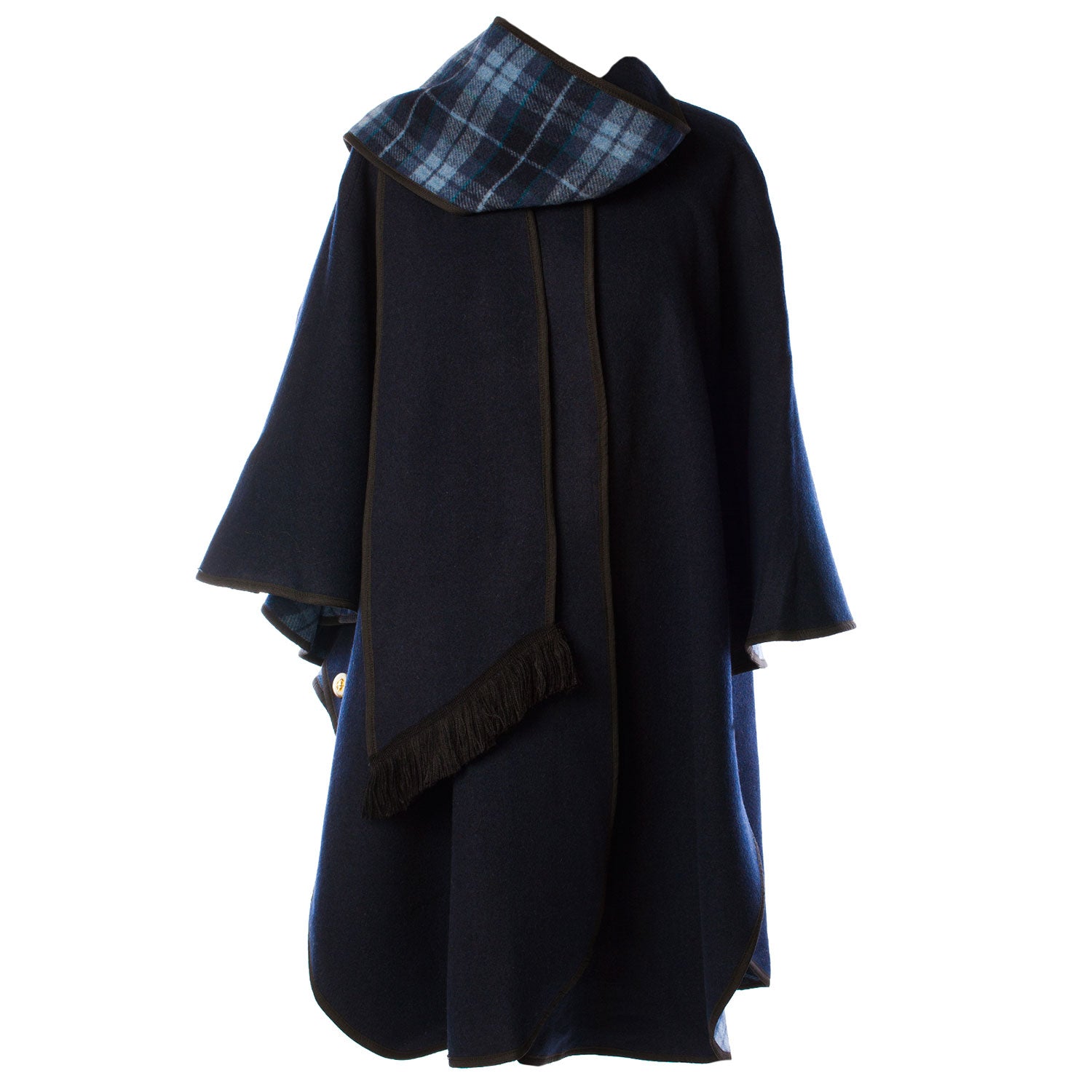 Ladies Wool Blend Reversible Cape Navy Navy / One Size