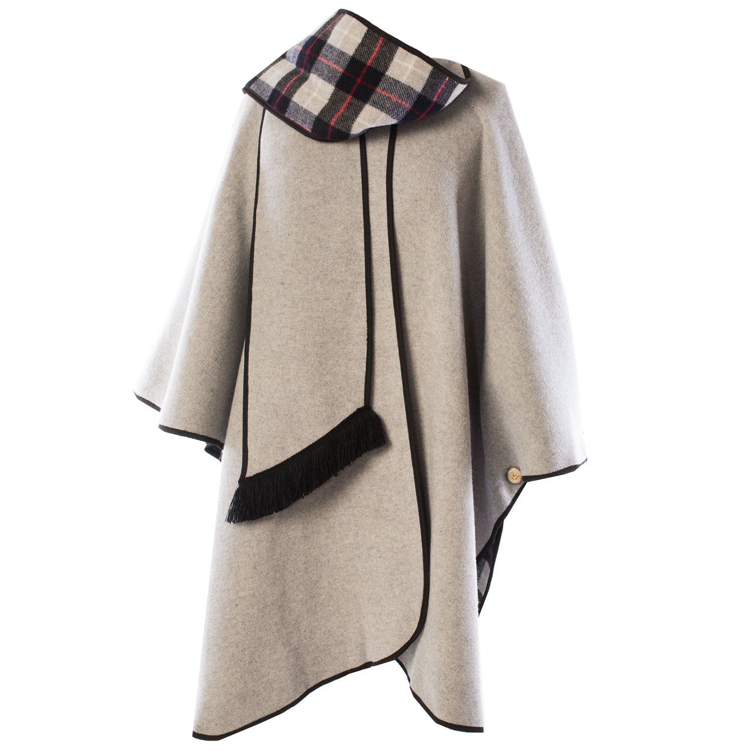 Ladies Wool Blend Reversible Cape Silver Silver / One Size