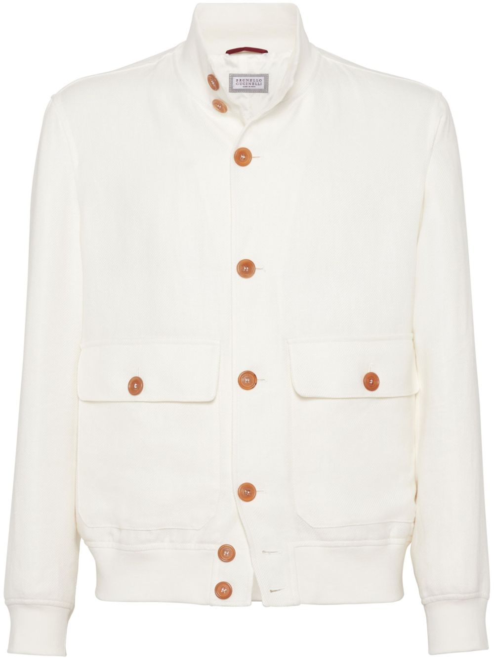 Brunello Cucinelli Cargo Pocket Twill Bomber Jacket White (pa_size1: 50)