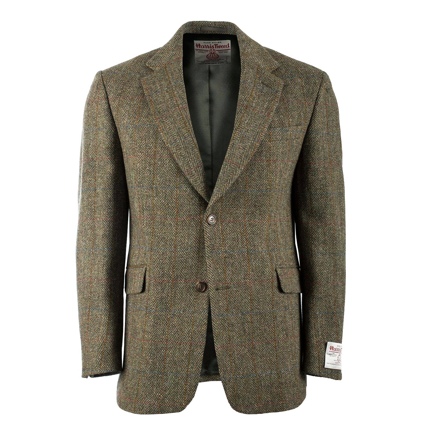 Men's Barra Harris Tweed Jacket Green Check Green Check / 38 / Long