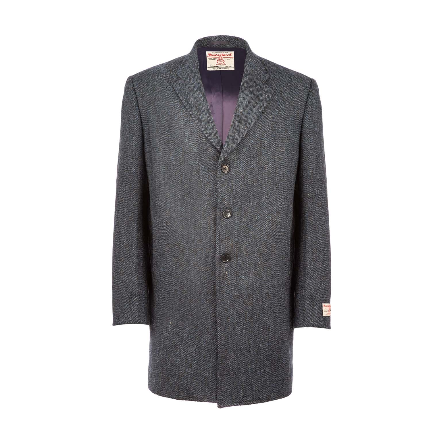 Men's Harris Tweed Cameron Coat Blue Herringbone Blue Herringbone / 48 / Regular