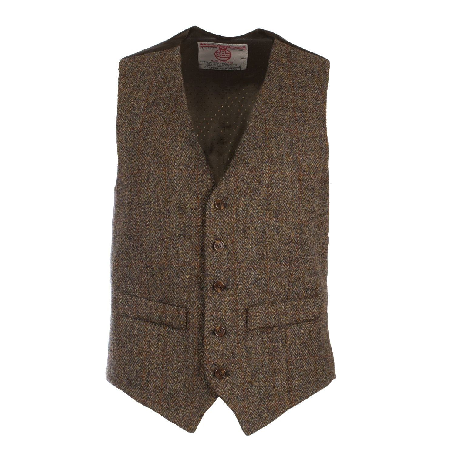 Men's Harris Tweed Lewis Waistcoat Brown Herringbone Brown Herringbone / 42 / Regular