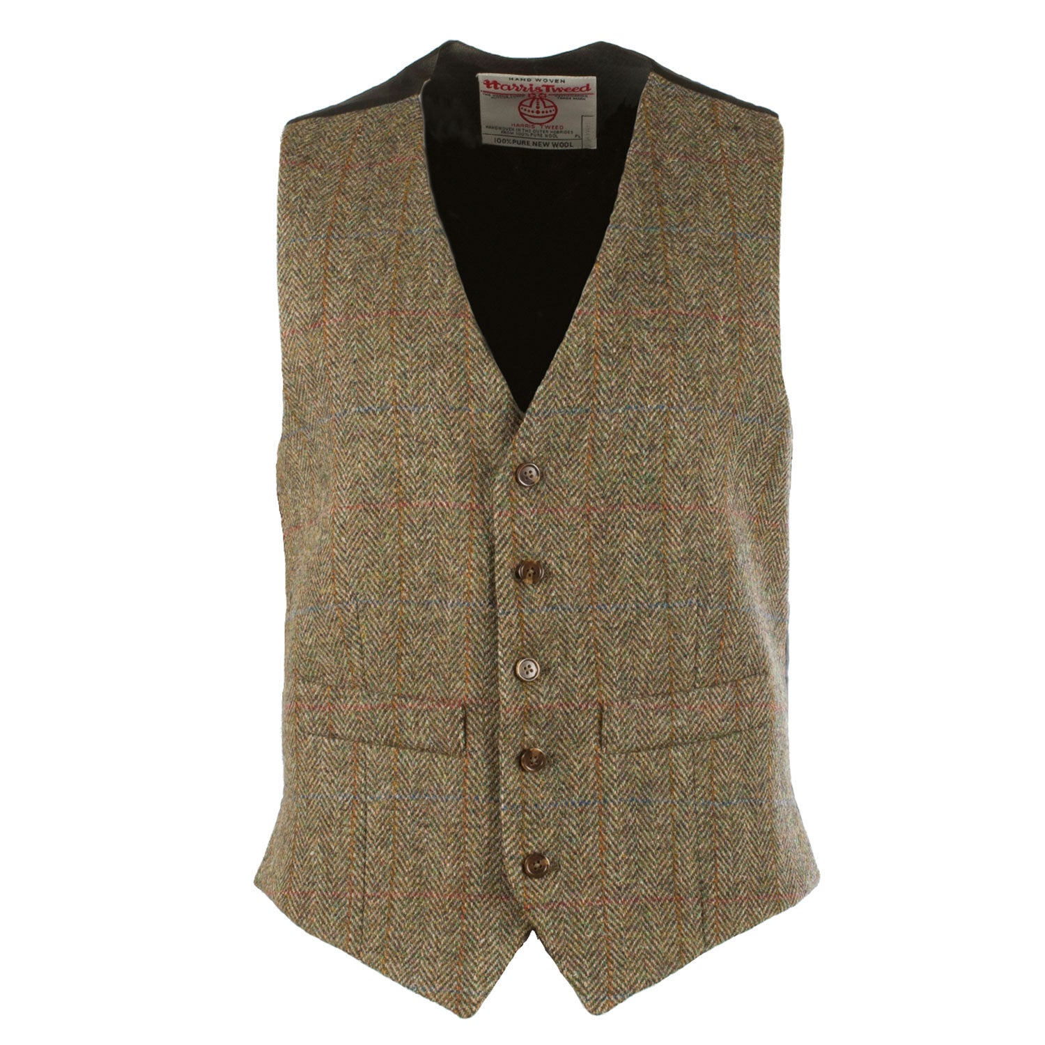 Men's Harris Tweed Lewis Waistcoat Green Check Green Check / 44 / Regular
