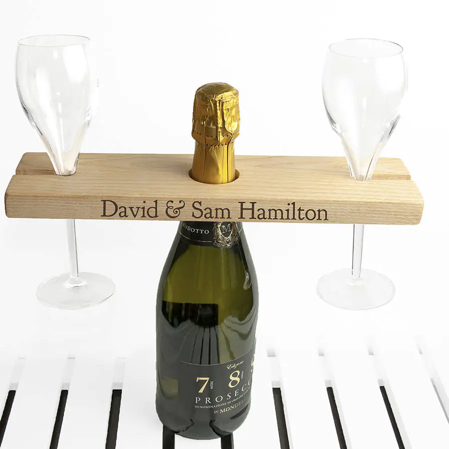 Personalised Welsh Ash Champagne Holder, Natural