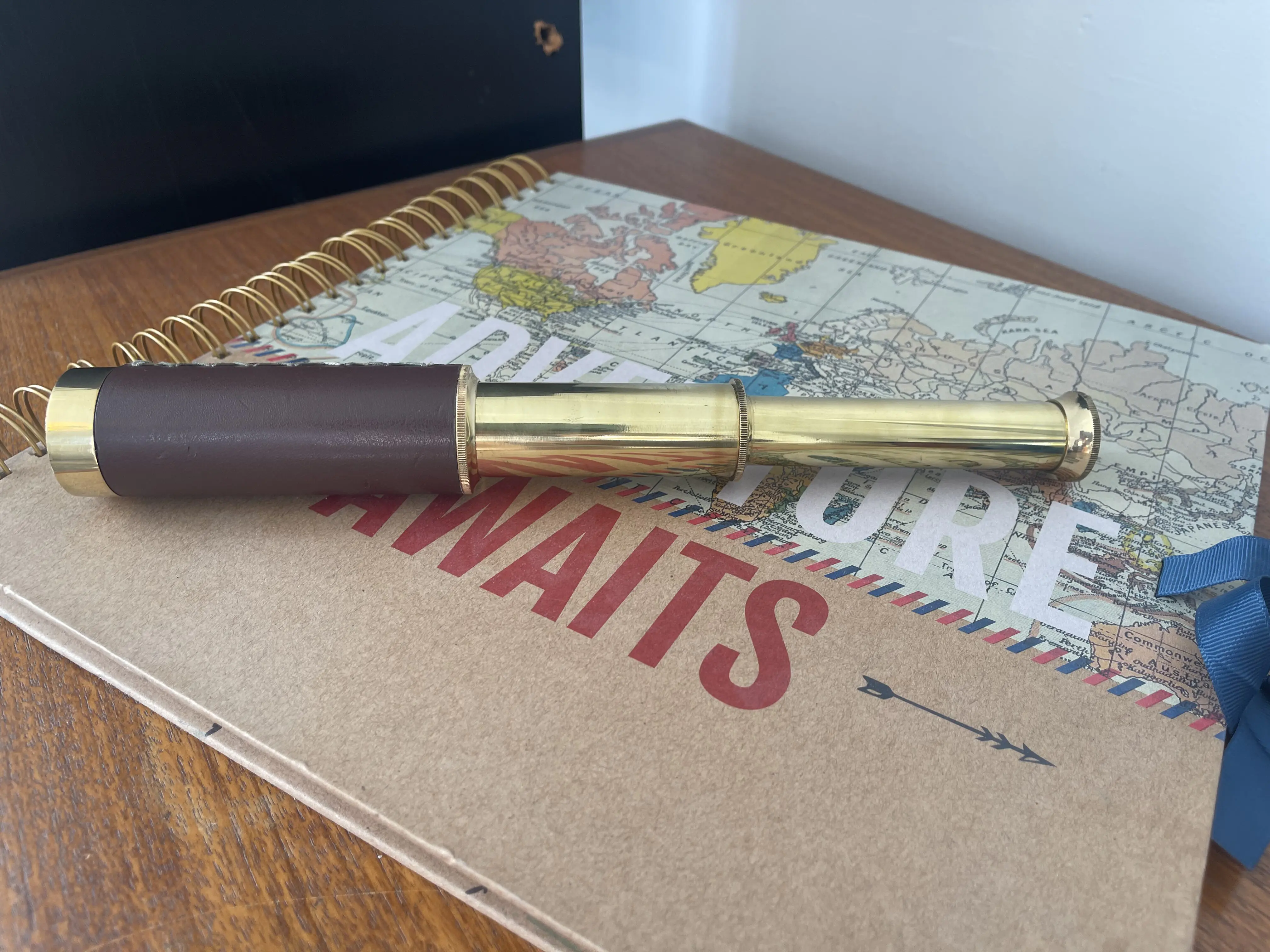 Ten Inch Brass Handheld Mini Telescope With Case