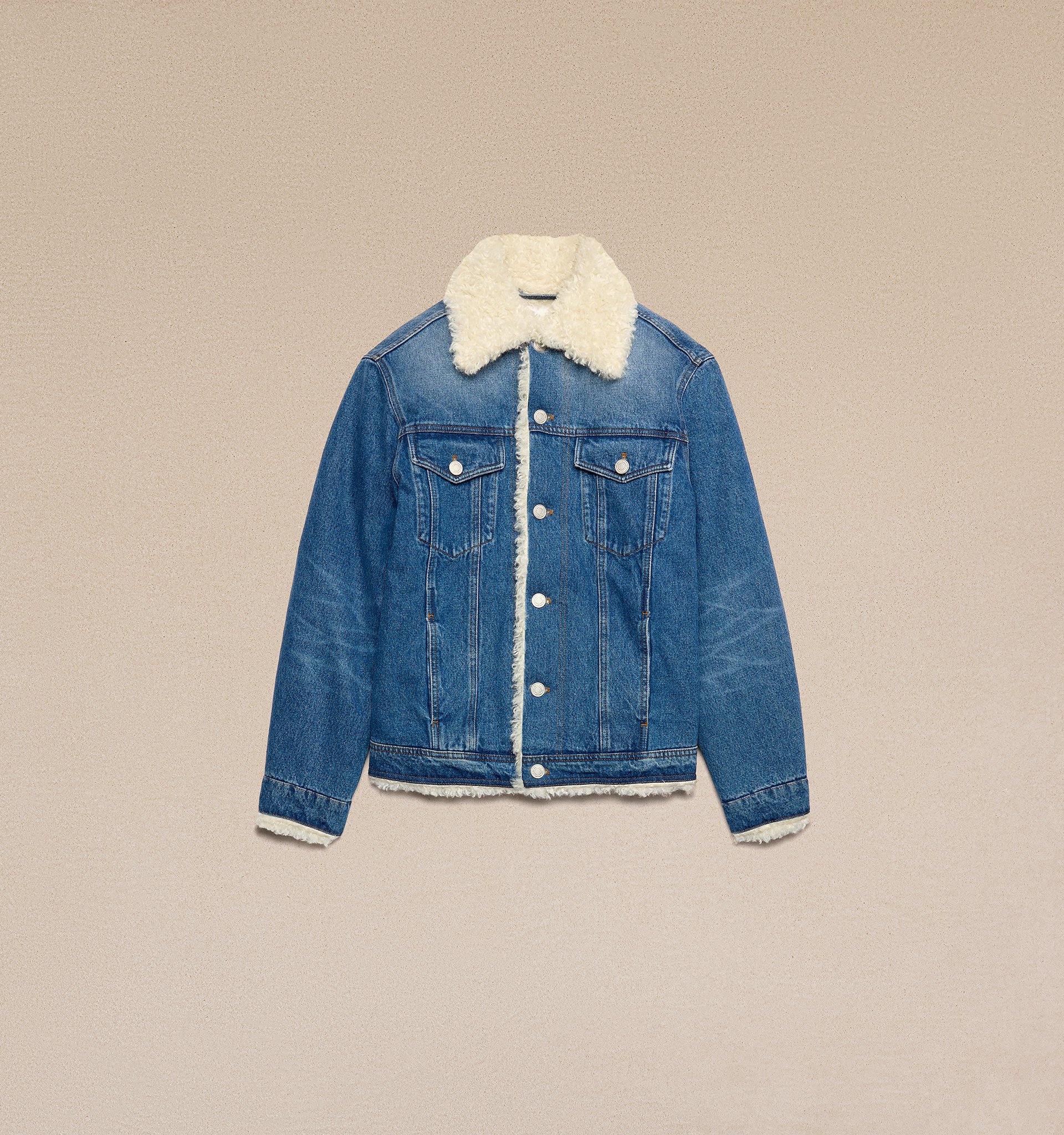 AMI Faux Fur Lined Trucker Jacket Denim (pa_size1: xs)