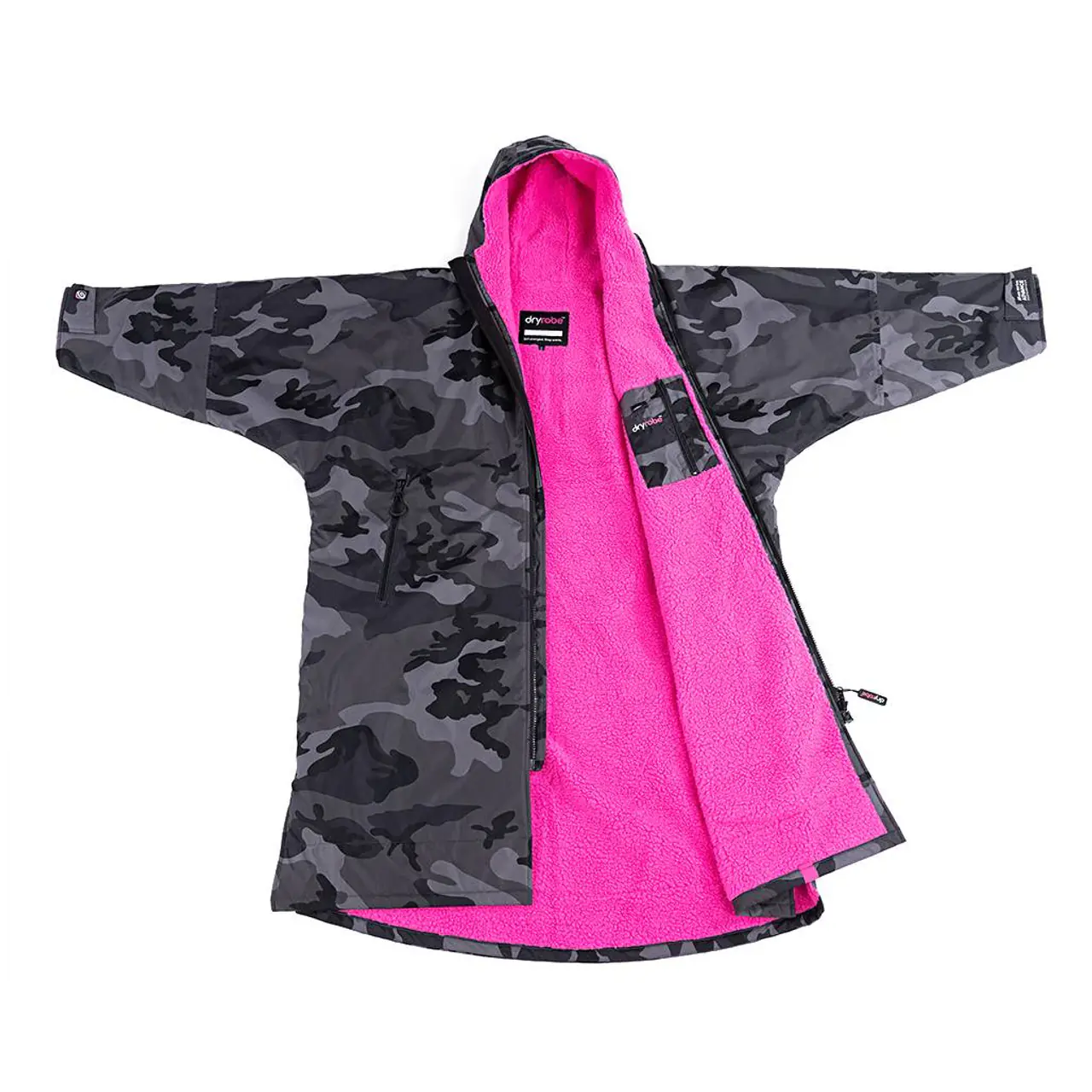 Dryrobe Advance Adults Black Camo Pink Long Sleeve Outdoor Robe
