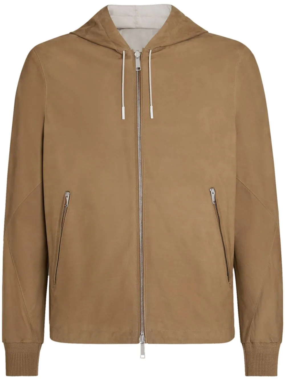 Zegna Hooded Zip-front Leather Jacket Beige (pa_size1: 50)