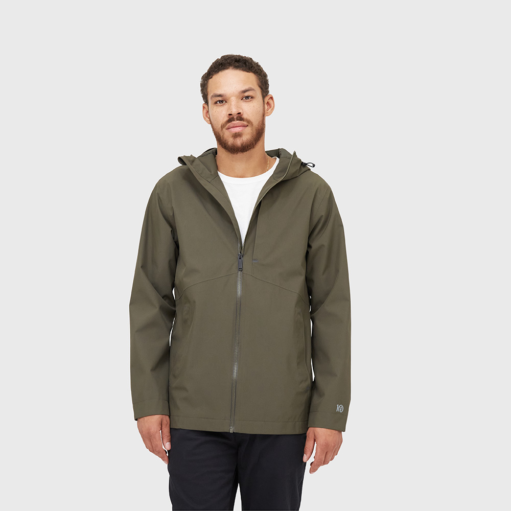 Tentree Mens Nimbus Waterproof Rain Jacket (Black Olive Green)