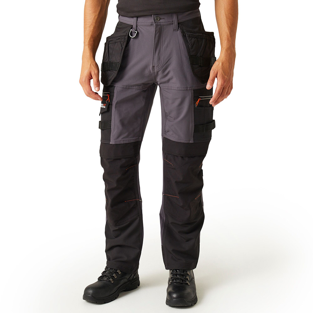Regatta Professional Mens Infiltrate Softshell Stretch Trousers (Iron/Black)