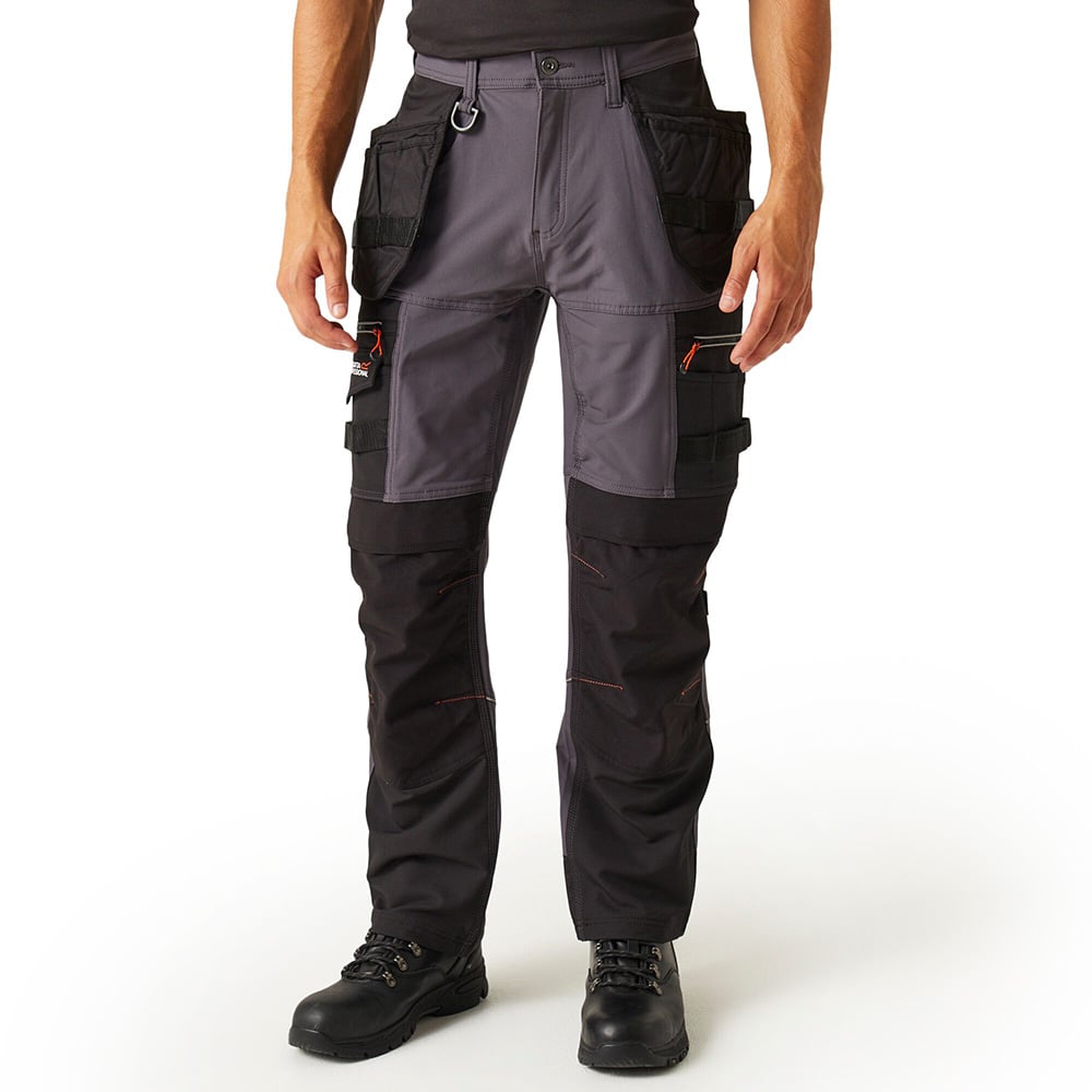 Regatta Professional Mens Infiltrate Softshell Stretch Trousers (Iron/Black)