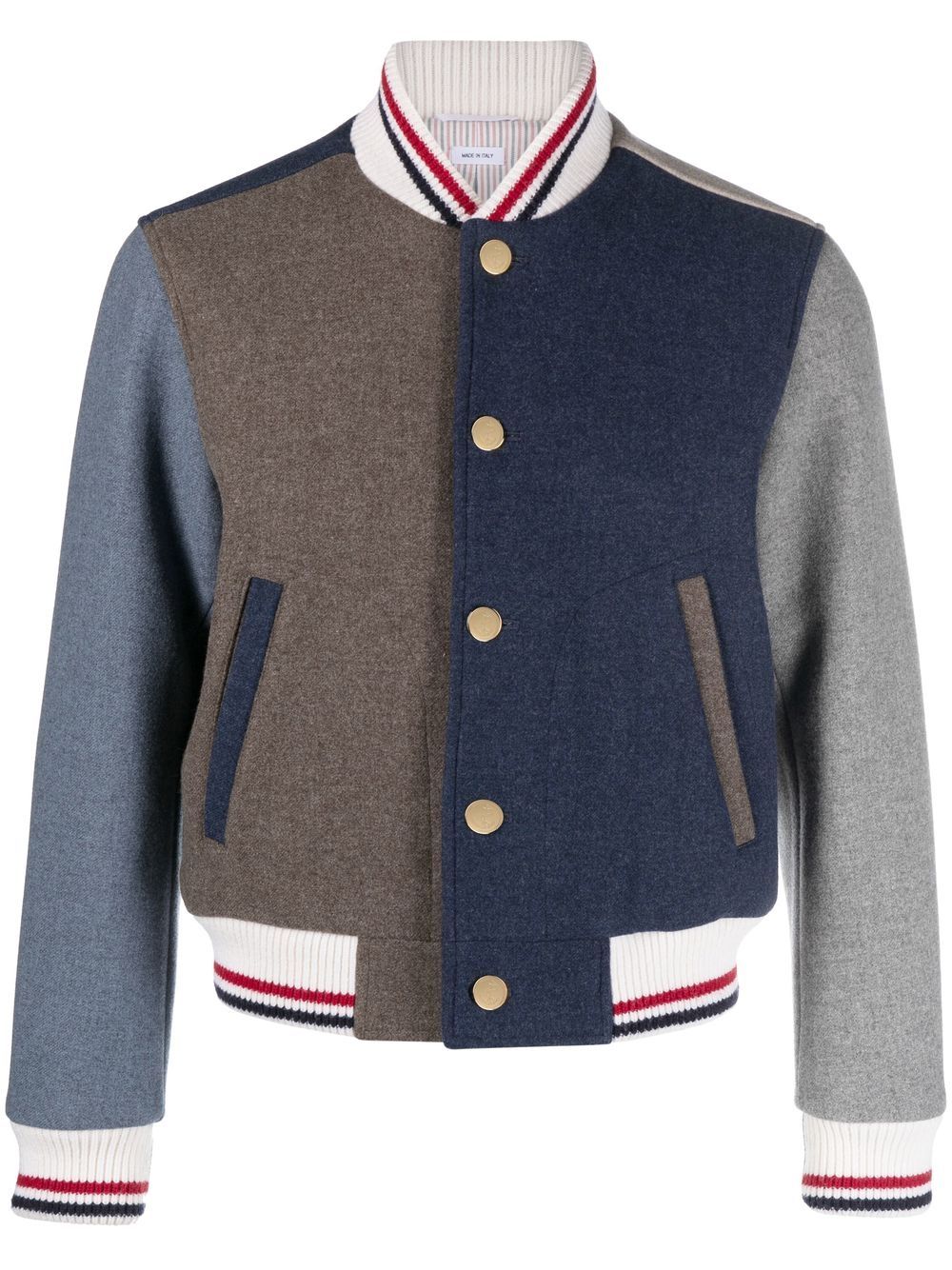 Thom Browne Colour Block Panel Bomber Jacket Med Brown (pa_size1: 4)