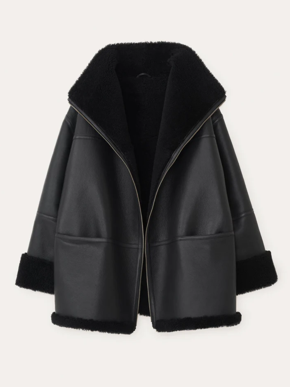 TOTEME Oversized Shearling Trim Jacket (pa_size1: m-l)