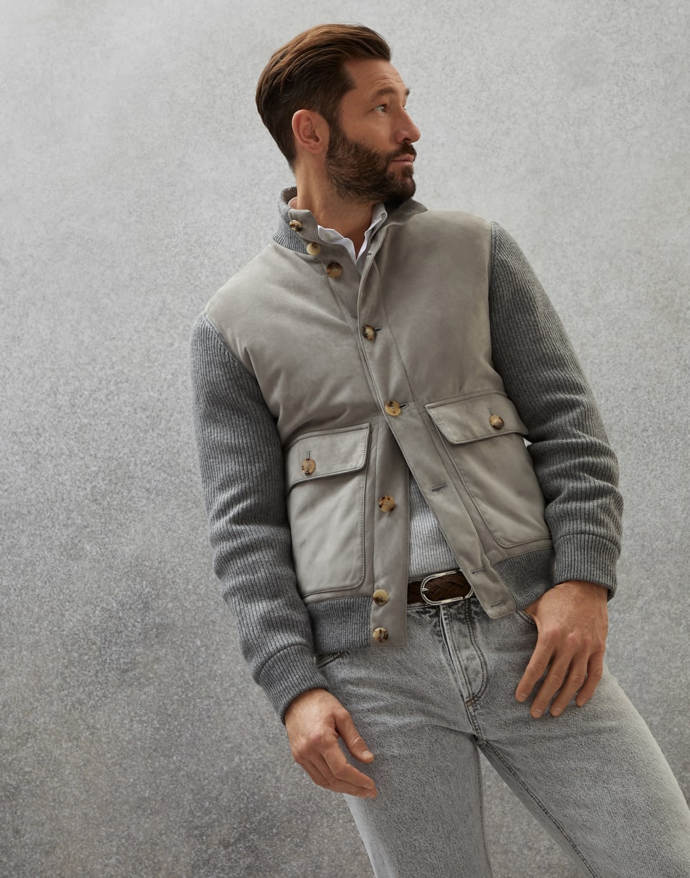 Brunello Cucinelli suede-cashmere jacket
